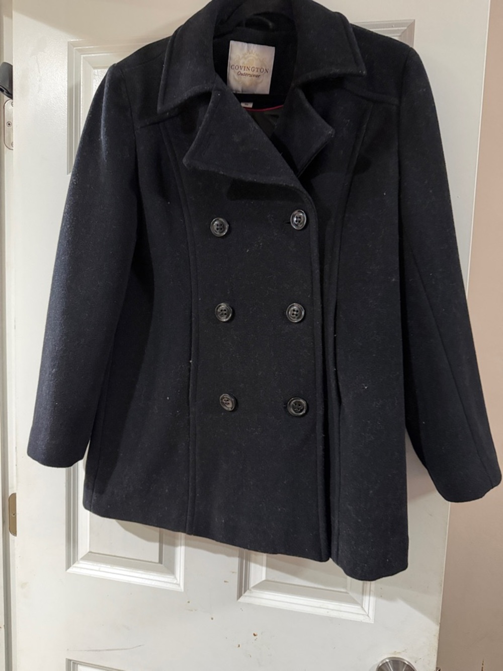 Covington Women's Black Double-Breasted Wool Peacoat